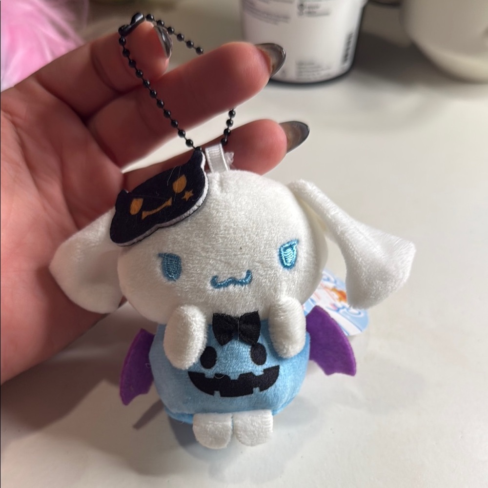 Cinnamorol White and Blue Plush bag charm with Purple Accents